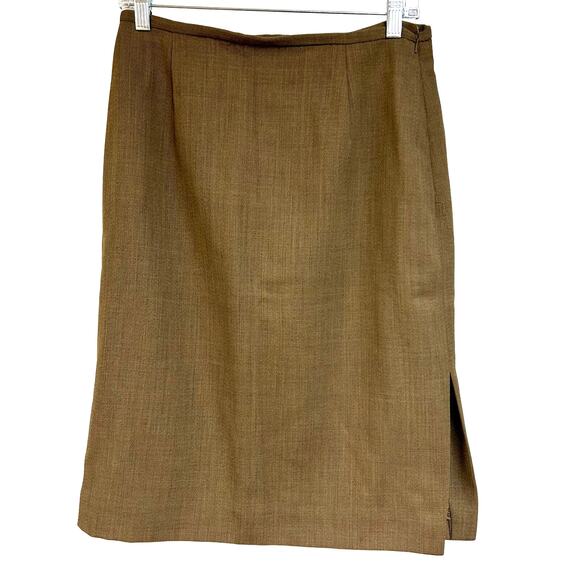 Rena Rowan NWT Vintage Brown 100% Wool Pencil Skirt w/ Side Slit Office size 10